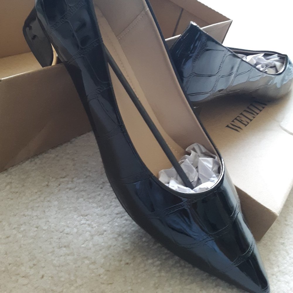 WEIMINGXIN Black Faux Alligator Print Loafer, Size 11